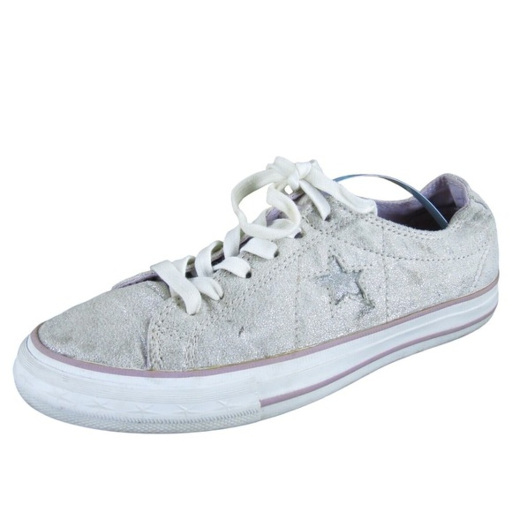 Converse Women One Star Low Top Sneaker Silver Textile Sz 7.5 Gently Used 2025